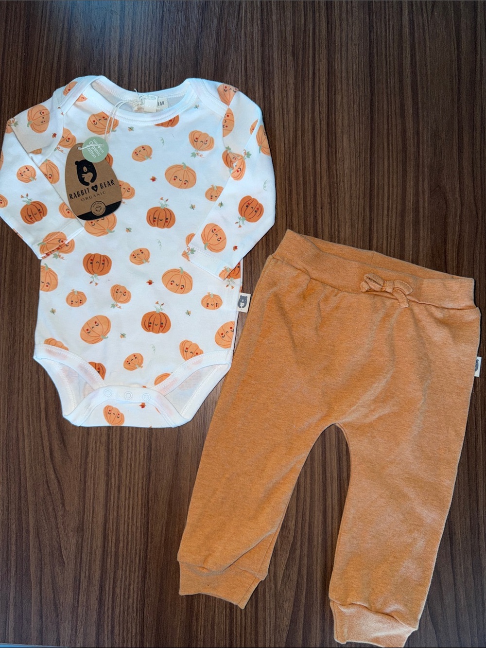 Rabbit & Bear Orange Pumpkin Bodysuit and Pants Set for Kids